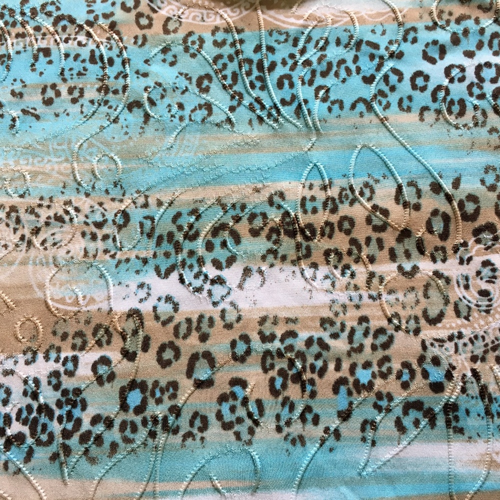 N Touch aqua leopard print tank Large EUC